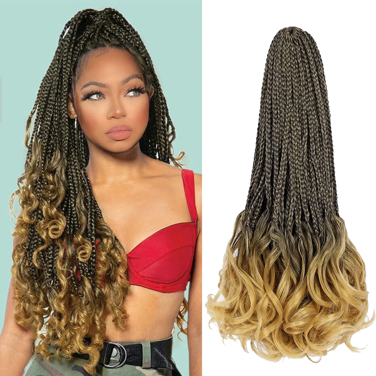 

Hair Nest French Curl Crochet Braids Box Braids Crochet Hair Pre Looped Box Braids With Curly Ends Hair Extension For Womem