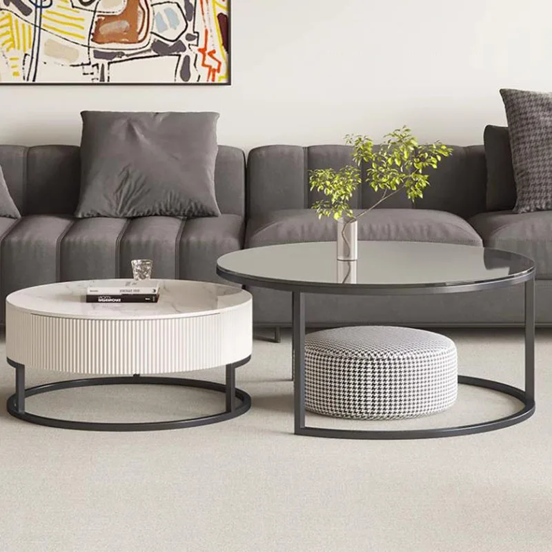 

Transparent Floor Coffee Table Luxury Nordic Design Round Coffee Table Modern Corner Stoliki Kawowe Living Room Furniture