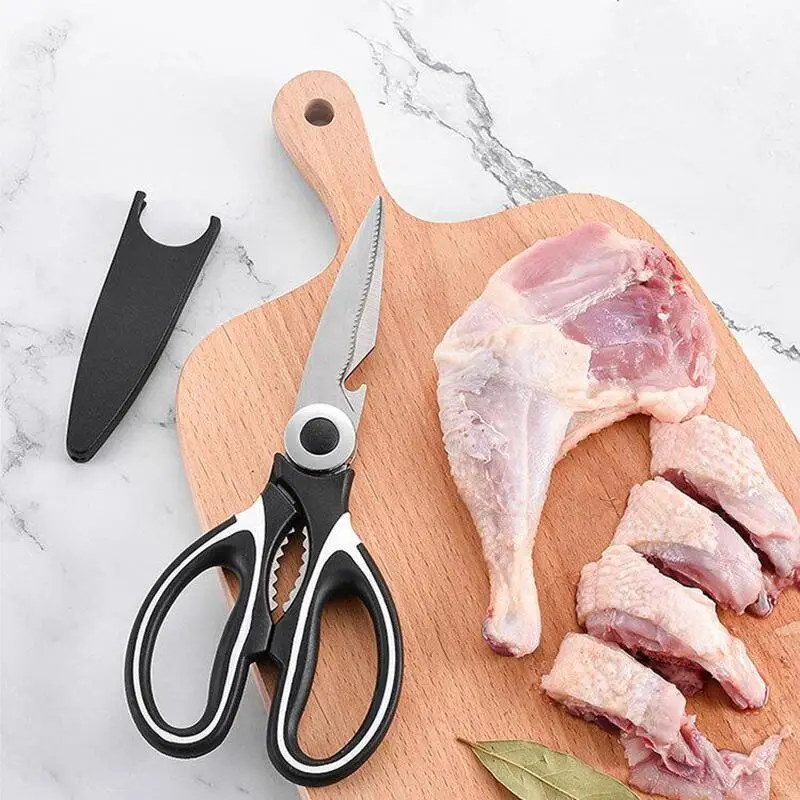 Multifunctional Kitchen Scissors Cutting Knife Plate Stainless Steel Kitchen  Meat Cutting Scissors Chicken Bone Opening Bottle