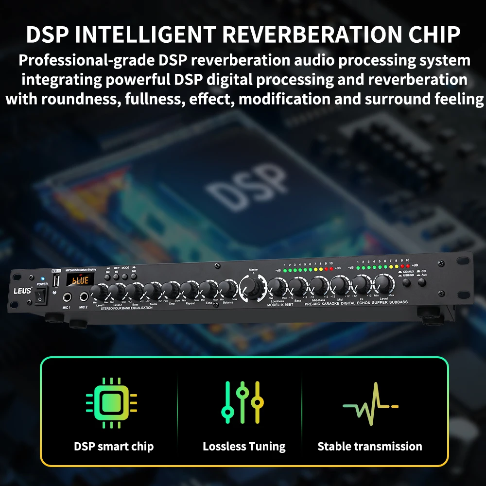 LEUS T4 Professional Digital Reverberation Multi Effect DSP Processor Audio Processor Equalizer audio equalizer audio processor