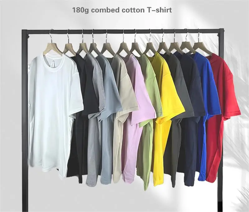 180gsm Cotton Solid Tops Man Short Sleeve New Fashion Brand Trend White Black Clothing Women Customized Products Summer T-shirt