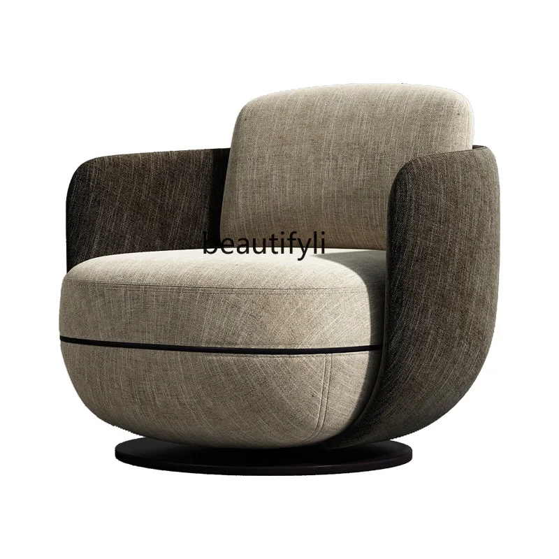 

Nordic Single-Seat Sofa Chair Modern Minimalist Living Room Bedroom Balcony Swivel Chair Light Luxury Cotton Linen Leisure Chair