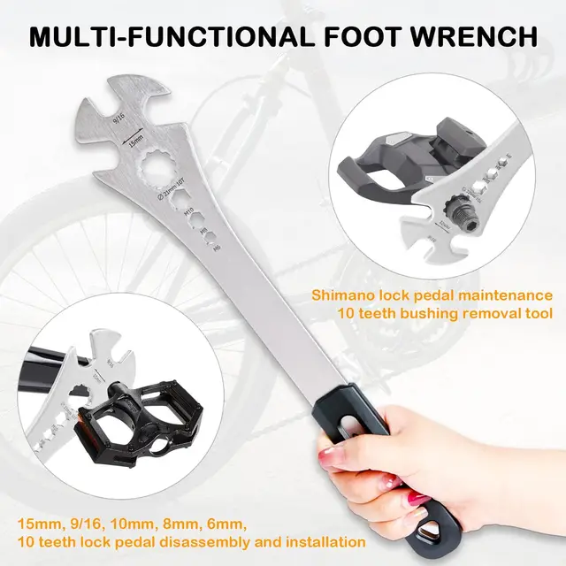 Pedal Wrench Heavy-Duty Bike Extra Long Handle For Stuck Pedals