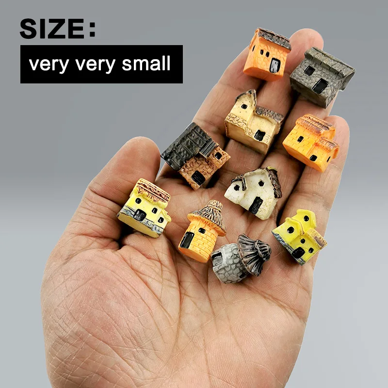 Miniature House Kit miniature house kit,miniature ornament,resin crafts accessories,resin ornaments,resin crafts,miniature figurines 10Pcs Mini Small House Figurine Resin Craft Diy Home Decor Fairy Garden Decoration Accessories Modern Building Statue