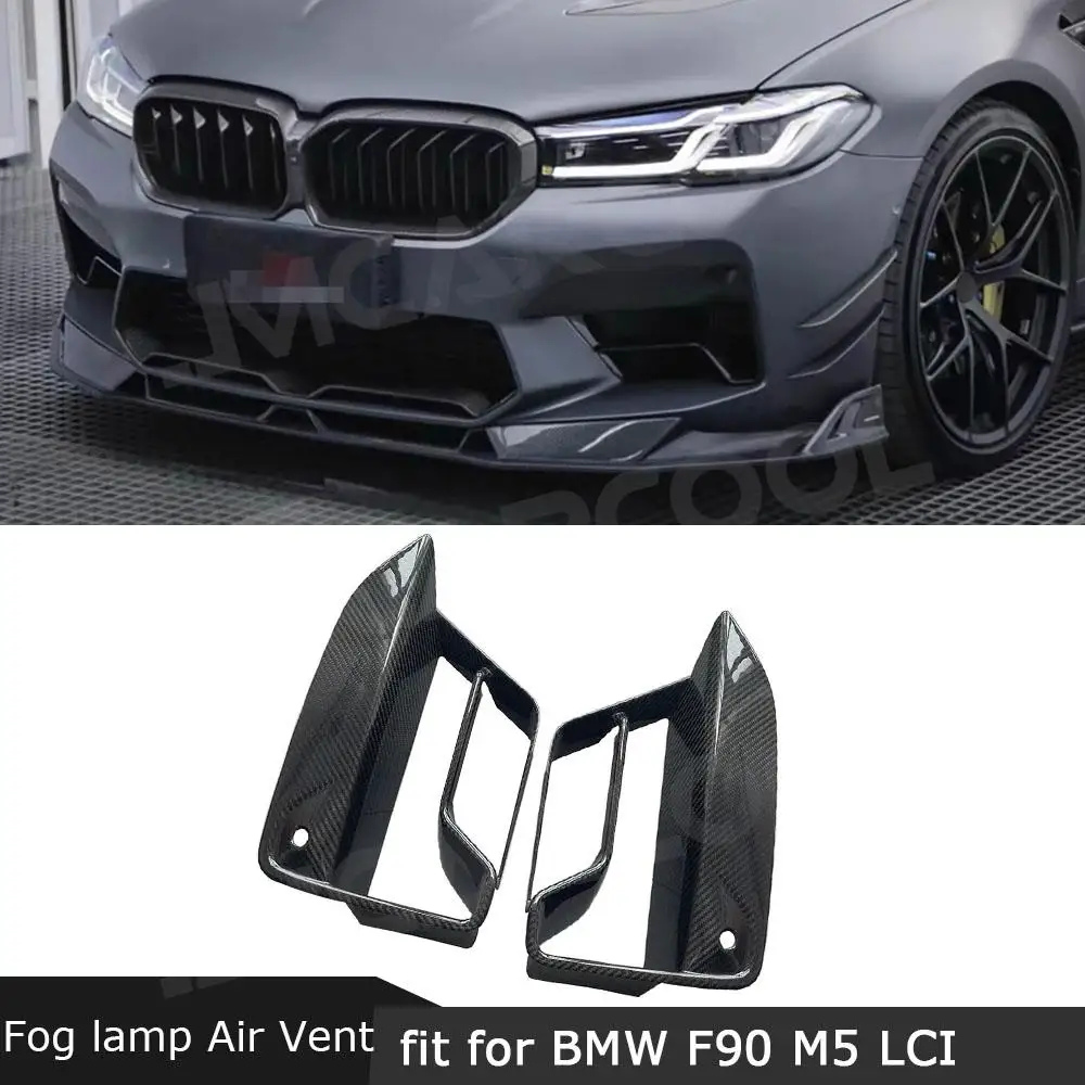 

Dry Carbon Fiber Front Bumper Lip Air Vent Cover for BMW 5 Series F90 M5 LCI 2022+ Trim Canard FRP Fog Lamp Facelift Accessories