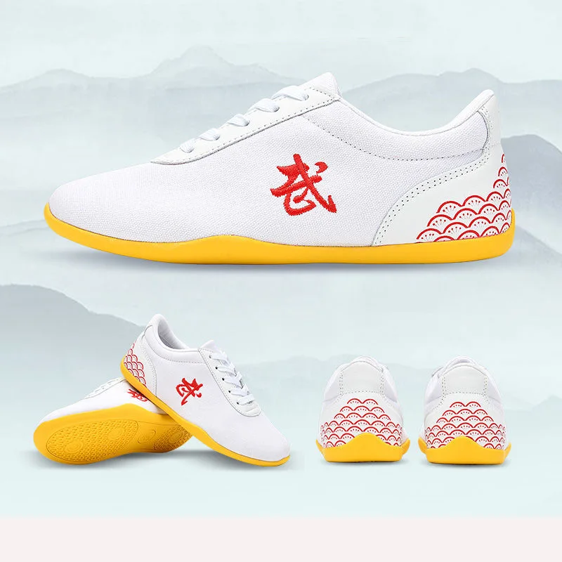 Men Women Sport Martial Arts Kung Fu Shoes Lace Up Children Canvas Tai Chi Sneakers White Black Ladies Wushu Sneakers Rubber martial arts shoes