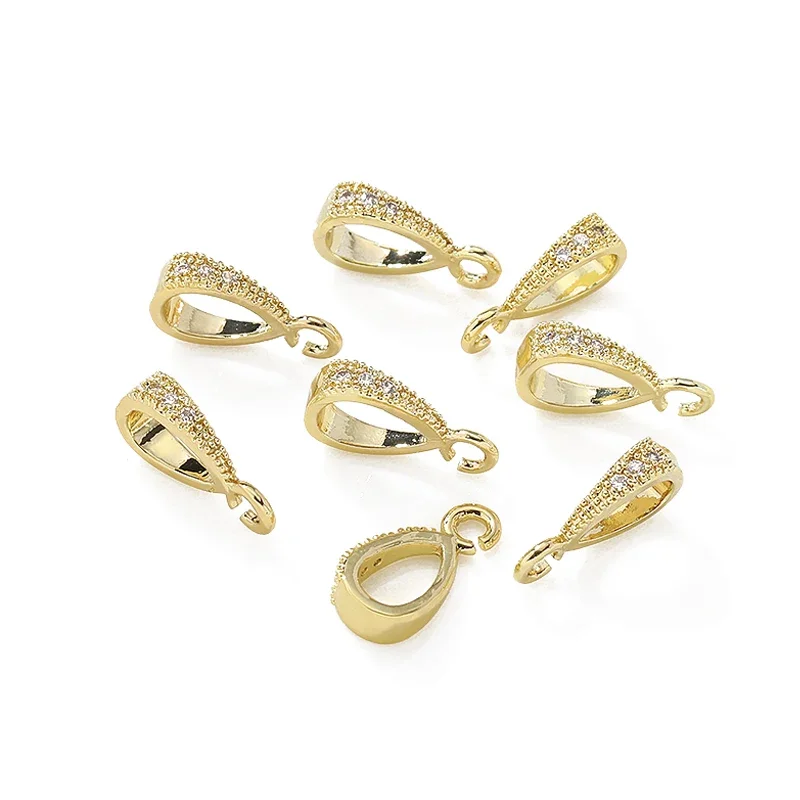 5Pcs 황동 마이크로 포장 큐빅 지르코니아 펜던트 Bails 핀치 클립 걸쇠 후크 목걸이 커넥터 Diy 쥬얼리 액세서리 만들기