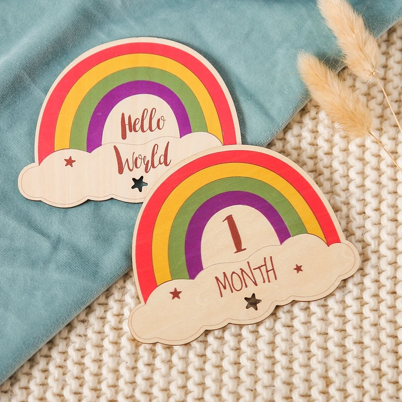 13pc Neugeborenen Fotografie Zubehör Holz Regenbogen 0 12 Monate Meilenstein Baby zubehör Neugeborene Fotografie Shooting Requisiten – Detail 10