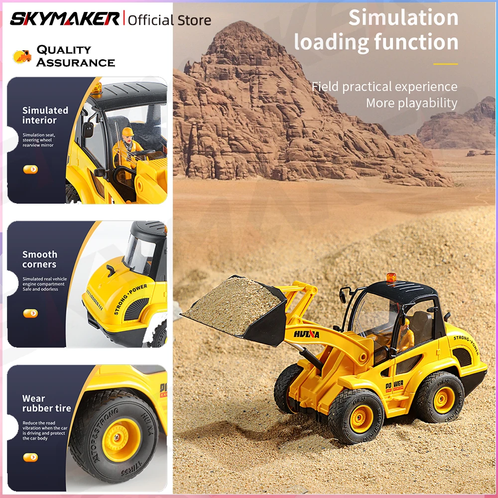 HuiNa 1/24 RC Excavator 9 Channel 2.4G Remote Control Alloy Digging Bucket Led Light Excavator Model RC Truck Toys Gift for Boy 2
