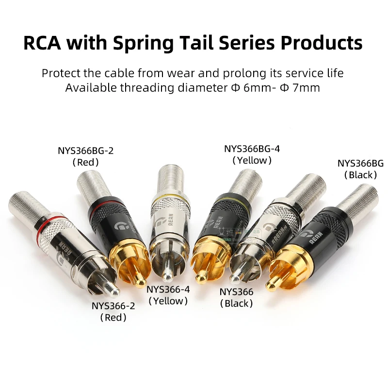 NEUTRIK's REAN Phono RCA Cable Connector with Spring Tail Gold