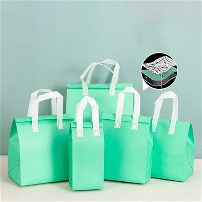 StoBag 10pcs Non-woven Tote Bags Insulation Portable Fabric Food Cake Drinks Packaging Keep Warm Cold Delivery Reusable Pouches 5
