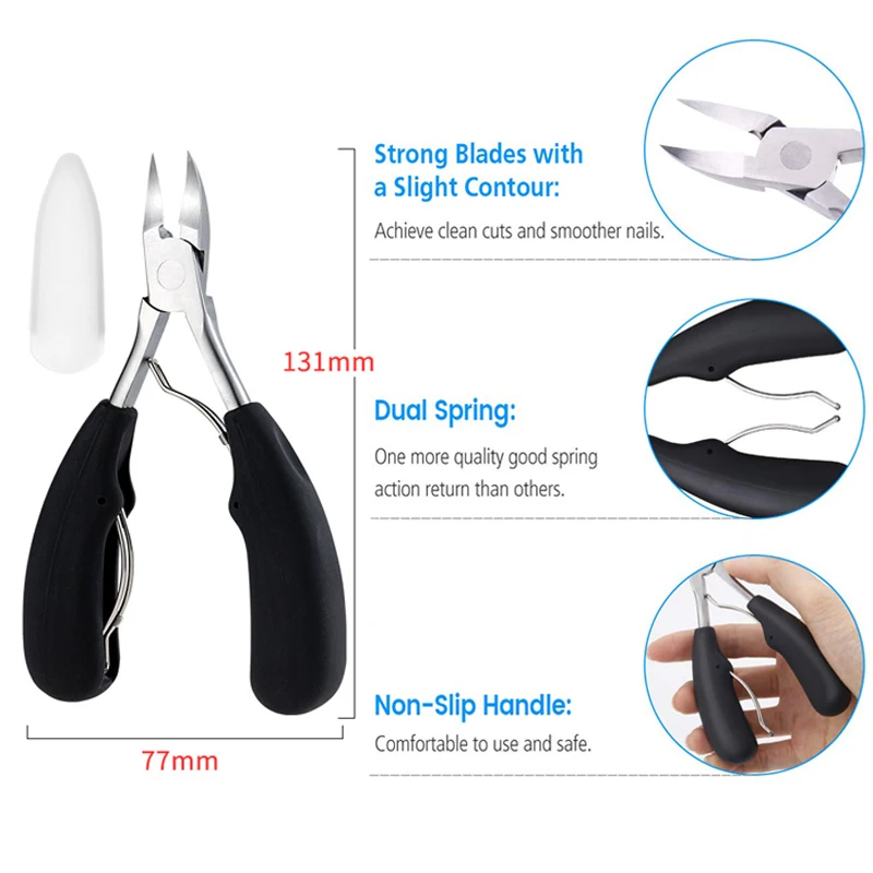 Toenail Clippers for Thick Nails, Large Nail Clippers for Ingrown Toenails  Professional Podiatrist Stainless Steel Sharp Curved Blade Nail Cutter for  Man, Women and Adults Curved Blade Nail Clipper