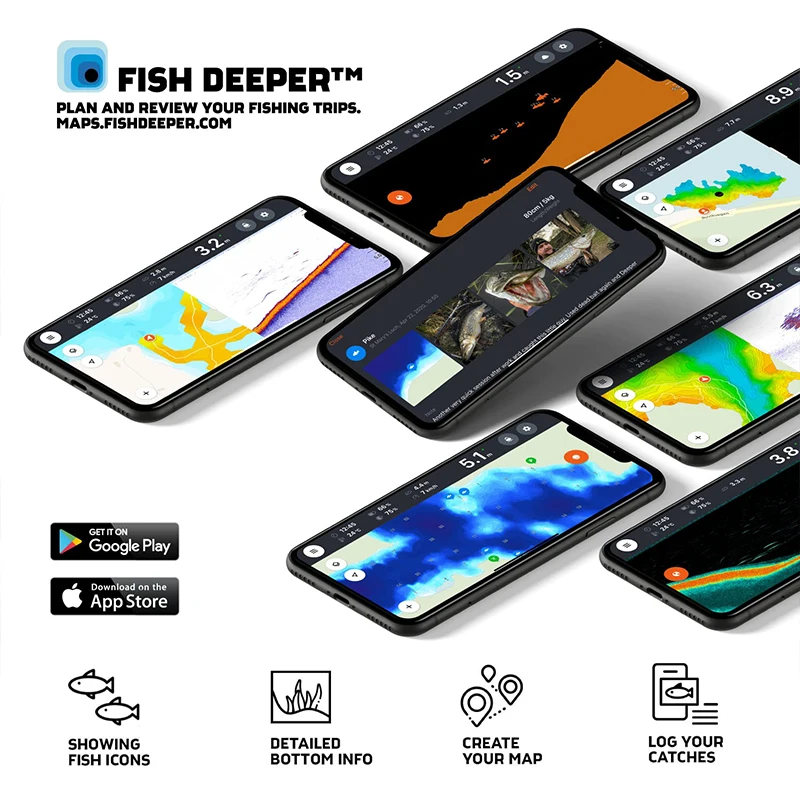 Original Lithuania Deeper Chirp+ 2.0 Castable and Portable WiFi Fish Finder Depth Finder for Kayaks Boats Deeper Smart Sonar fish finder