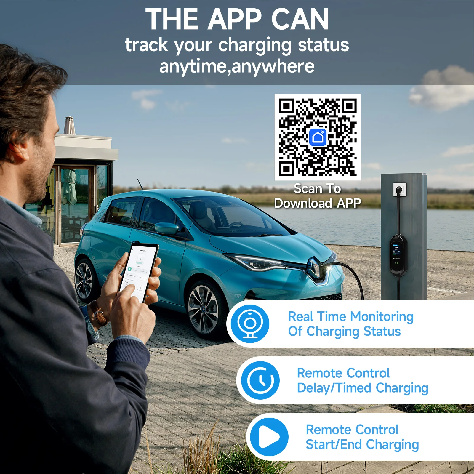 3600W Portable Type2 IEC62196-2 EV Charger Type1 SAE J1772 Electric Car Charger GBT EVSE Charging Cable Wallbox EU Plug - Image 3