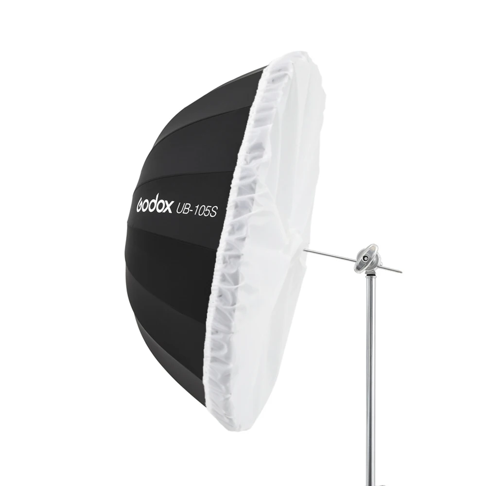 Godox UB-105S 포물선 블랙 반사 우산, 스튜디오 라이트 우산, 블랙 실버 디퓨저 커버 천, 41 인치, 105cm