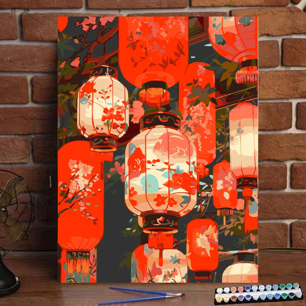 

Painting by Numbers New Year's Festive Lantern Art and Culture Digital Painting Handmade Adult Children's Gifts Wall Decoration