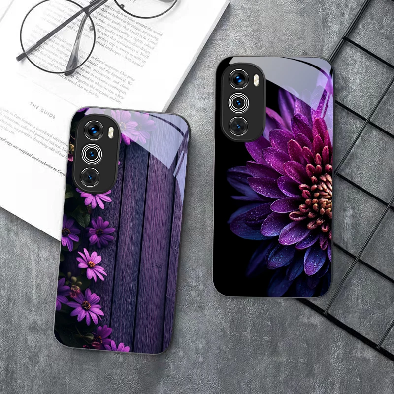 Purple Rose Flowers Glass Phone Case