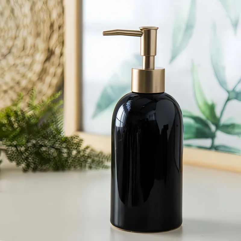 Botella De Vidrio ámbar - Botella Rellenable Con Dispensador De Bomba De Oro Rosa Y Etiqueta / Para Champú, Jabón De Manos, Crema De Manos, Gel De Baño / Reutilización - México