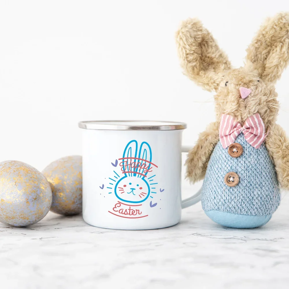 

Эмалированная кофейная чашка Happy Easter для кемпинга, Лучшие оригинальные и Веселые подарки на Пасху, кружка для пива, вина, сока, эмалированная ручка, чашка