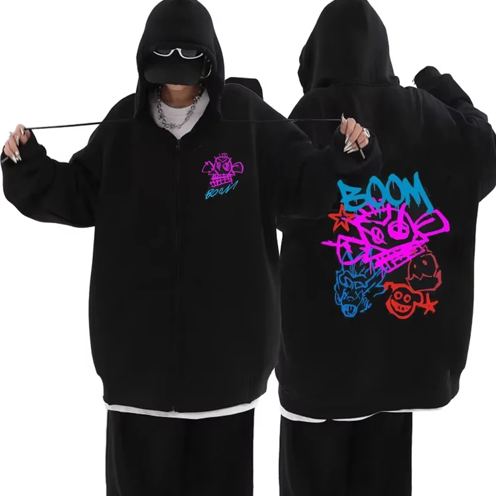 Arcane-Jinx Zipper Hoody Graffiti Hip Hop Jacket Fashion Zip Up Sweatshirt Men Women Oversized Pullover Hoodie Streetwear Tops 5