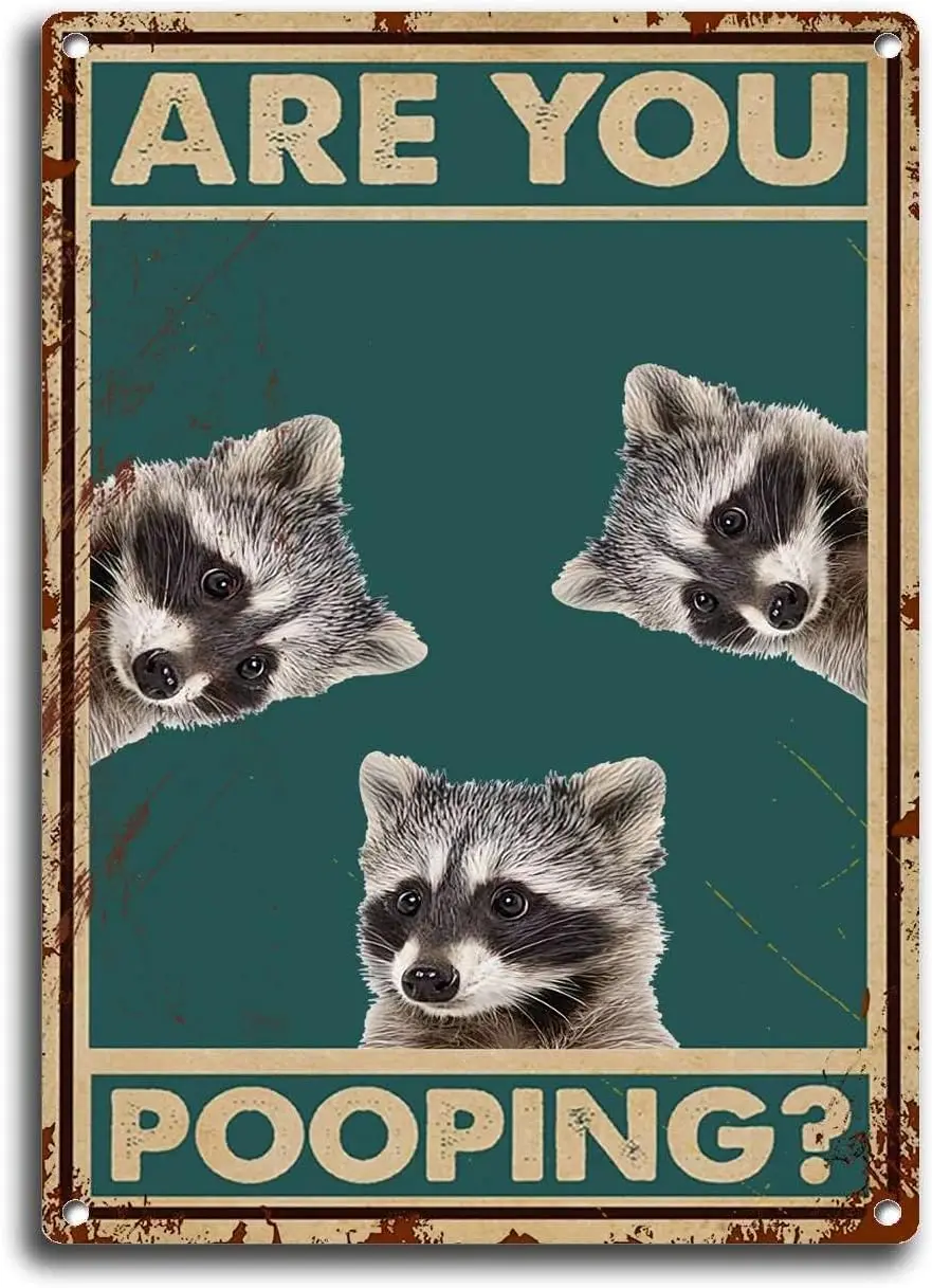 

Tin Sign Raccoon Fun Is Your Poop Fun Bathroom Toilet Decor Fun for Raccoon Lovers Vintage Sign Cafe Bar Wall Art Decoration