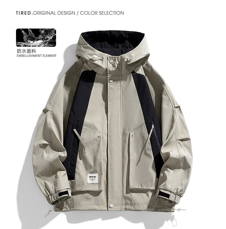 Männer Jacke Mäntel Wind breaker Trench Overs ize 6xl 7xl 8xl plus Größe Kapuze wasserdicht schwarz Bomber Camping lose dünne Soft shell – Detail 1