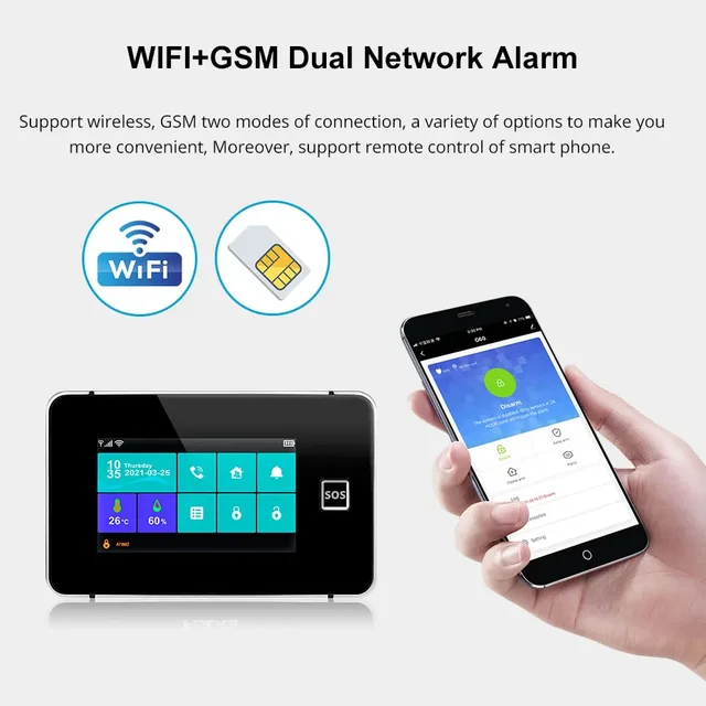 KERUI G64B 4G WIFI Alarm System 4.3-inch Touch Screen Panel Security Alarm with Temperature Humidity Display Tuya Smart for Home 3