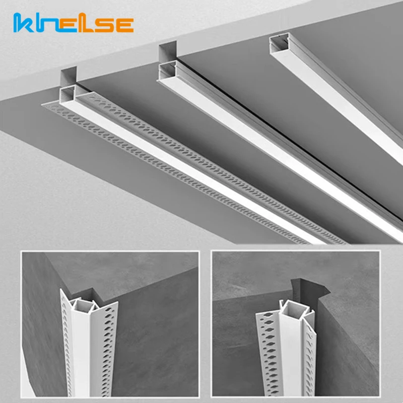 0.5m/1m Embedded LED Aluminum Profiles Wall Hidden Frameless Decor Linear Strip Light Ceiling Gypsum Drywall Channel Lighting