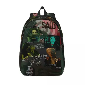 Saw Jigsaw Horror Movie Backpack Men Women Cool Hiking Travel Daypack Halloween Gothic Laptop Computer Canvas Bags with Pocket 1