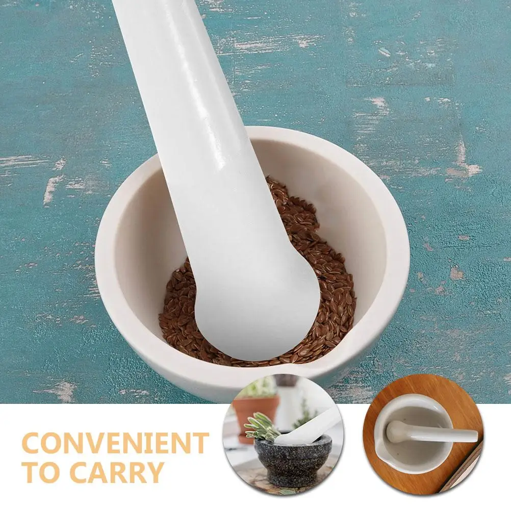2 Pcs Ceramic Garlic Masher Manual Food Mill Porcelain Pestle For Grinding Vegetable Crusher Medicine Bowl Stick Mills