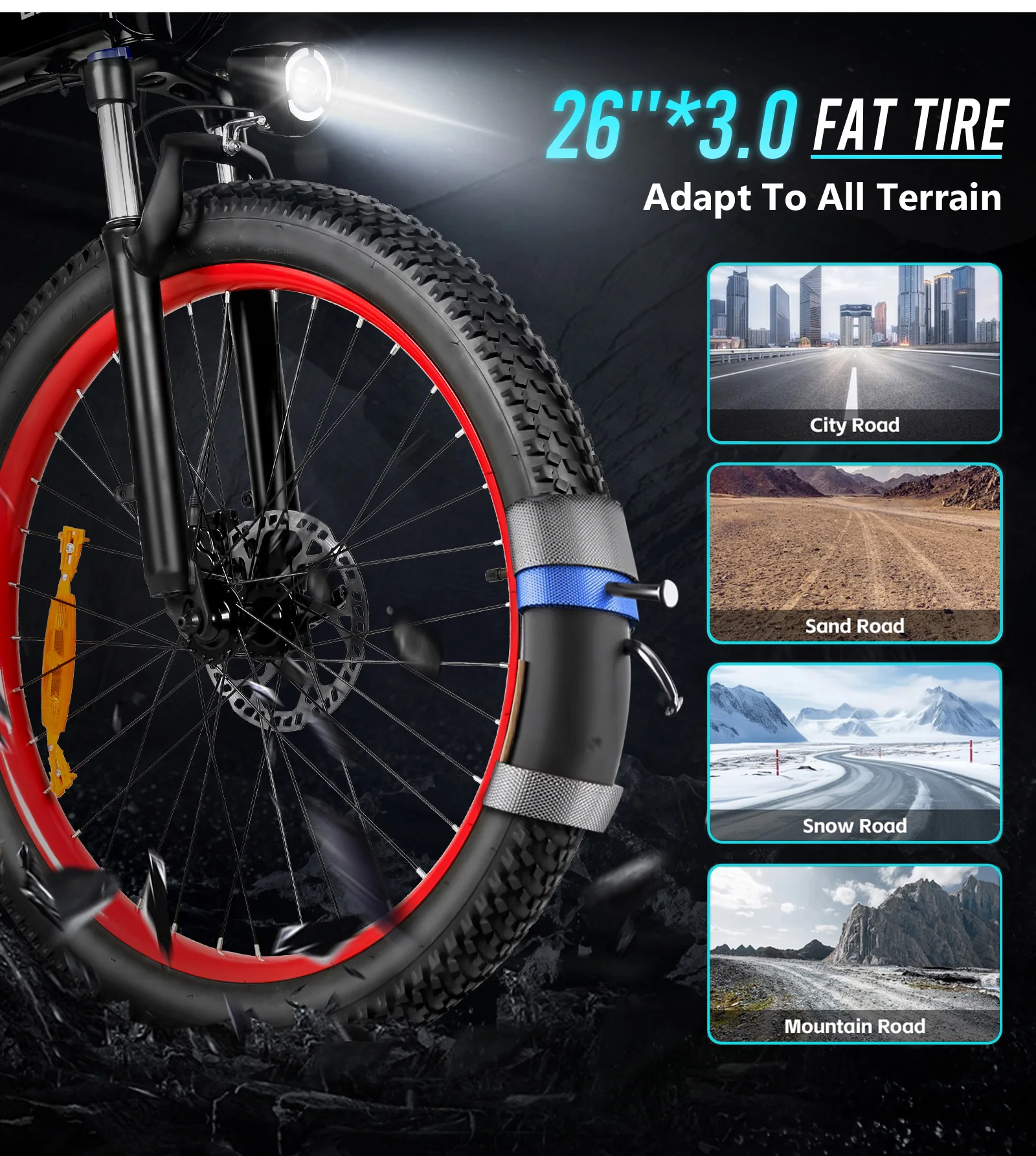Samebike LO26Plus Elektrofahrrad 48V15Ah Lithium-Akku Motor E-Bike LCD-Display Mit USB 26-Zoll Elektrisches Schneefahrrad – Detail 10
