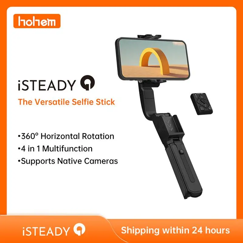 Hohem iSteady Q 무선 셀카봉, 조절 가능한 셀카 스탠드, 야외 거치대 접이식 짐벌 안정기, 휴대폰 IOS 안드로이드용