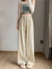 Slim Wide Leg Pants Women's Summer 2024 Ice Silk Drapey Small Size Straight Casual Long Trousers Sembach Loose Fit