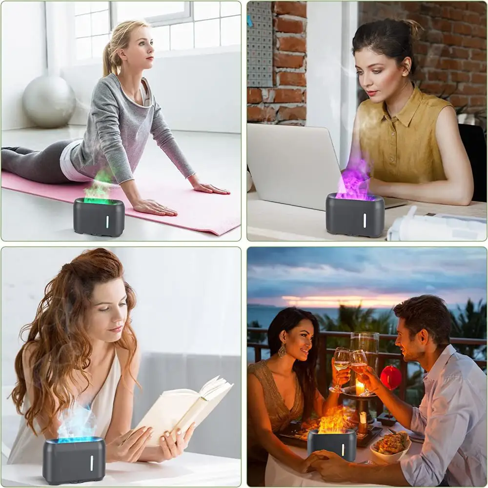 

Colorful Flame Air Humidifier Essential Oil Diffuser Aromatherapy Difusor Ultrasonic Cool Mist Maker Home Office Humidificador