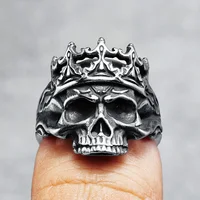 King Ring Skull Men Rings 316L Stainless Steel Ancient Queen Ring Rock Party for Biker Rider Male Boyfriend Jewelry Best Gift 2