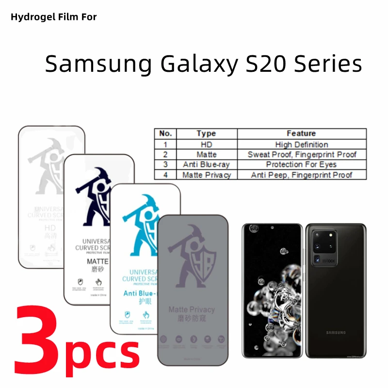 

3 шт., Гидрогелевая Защитная пленка для Samsung Galaxy S20 + S20FE