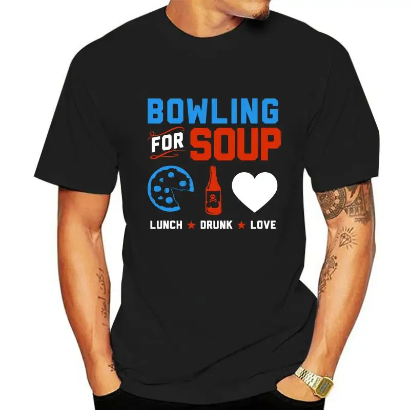 

Мужская черная футболка для боулинга, супа, ланча, пьяной любви, размеры, удобные топы, футболка