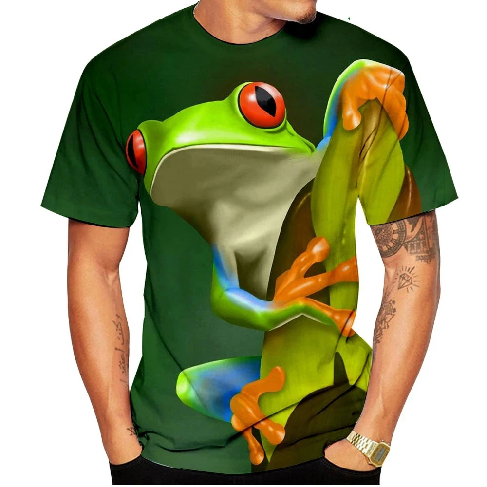 

Tshirts Cute Animals Frog 3D Print Summer Tees Streetwear Crew Neck Short Sleeve Hip Hop Oversized Men Women kids Tops Clothing