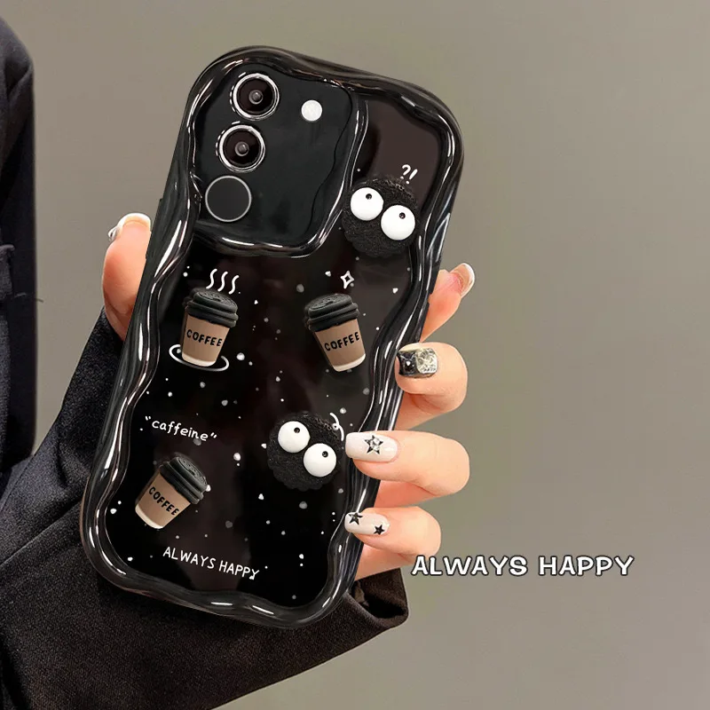 For Samsung Galaxy S24 Ultra S23 Plus S22 S21 S20 FE M14 M34 M54 A51 A20S A50 HOT 3D Coffee Toy Cartoon Wave TPU Soft Phone Case_voghion.com