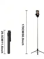 67-inch Selfie Stick with Reinforced Tripod Multifunctional Retractable Portable Cell PhoneTripow ithRemote Control - Image 2