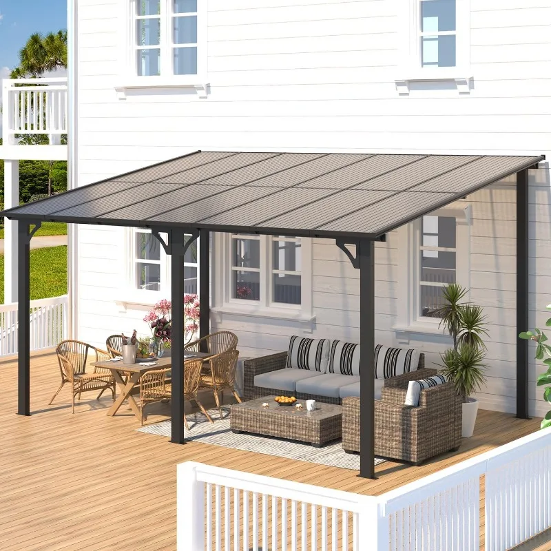 14' x 10' Hard Top Lean-to Gazebo for Patio 4