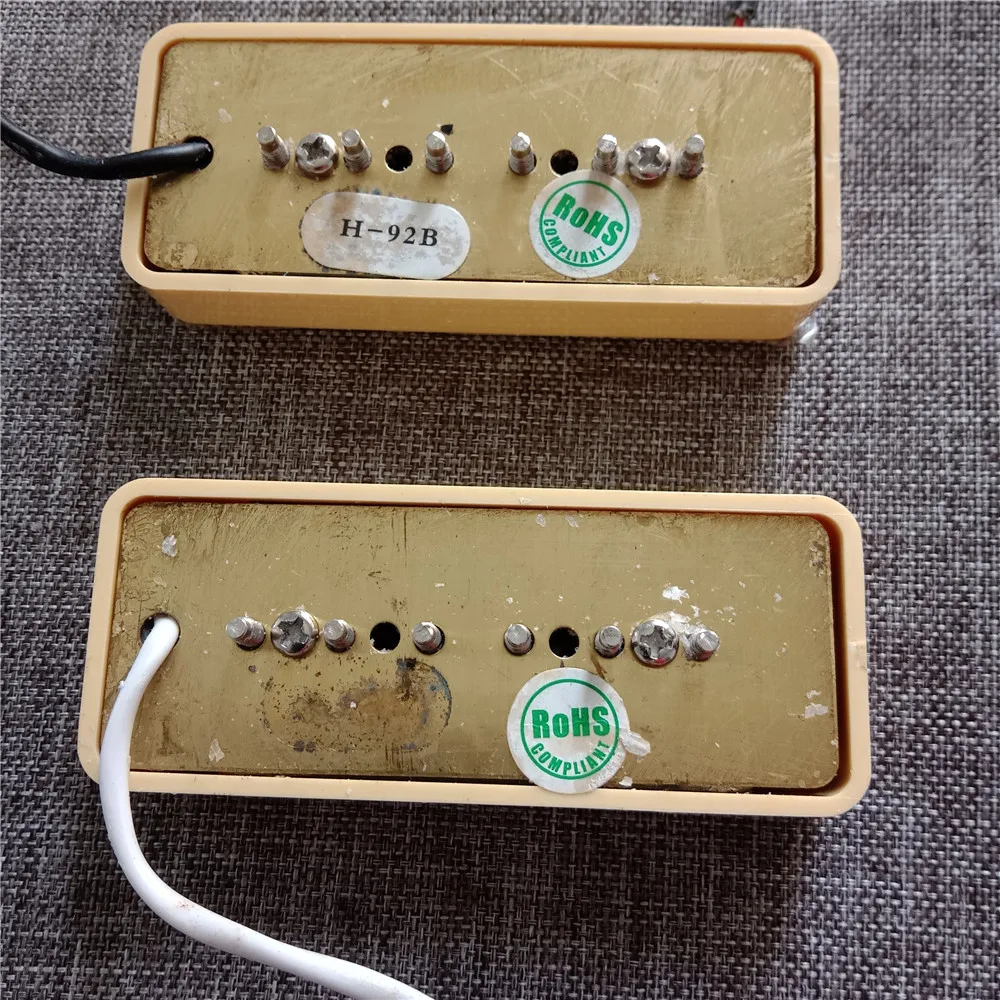 P90 Electric Guitar Neck and Bridge Pickups, Light Yellow, BJH-63, New
