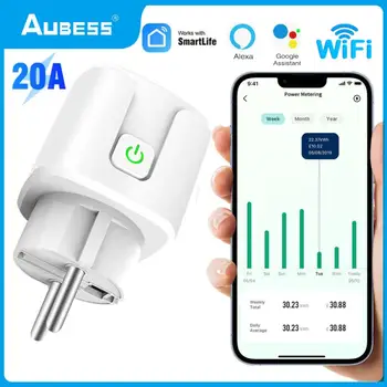16A/20A WiFi Smart Plug Wireless Power Monitoring EU Socket For Home Appliance APP Remote Control Works With Alexa Google Home