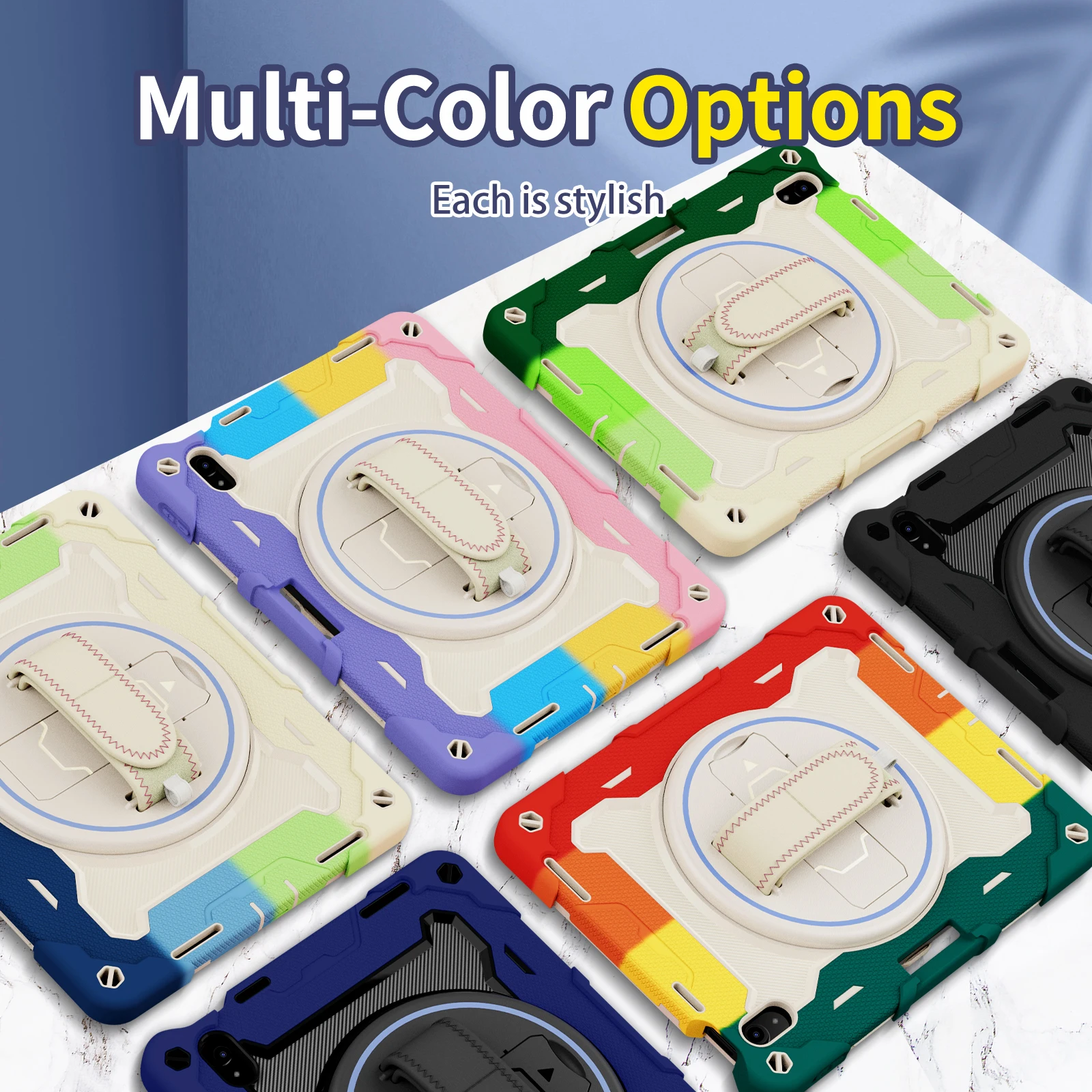 For iPad 10th Generation Case 10.9'' 2022 Full-Body Drop Protection Case With Pen Holder 360° Rotate Hand Strap/Stand For iPad_voghion.com