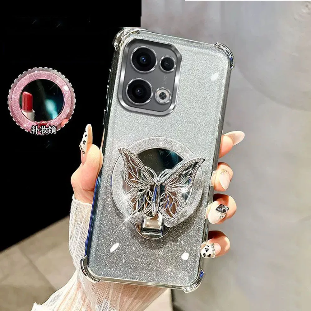 Mirror Butterfly Bracket Holder Shockproof Case - Elegant and Durable Smartphone Cover