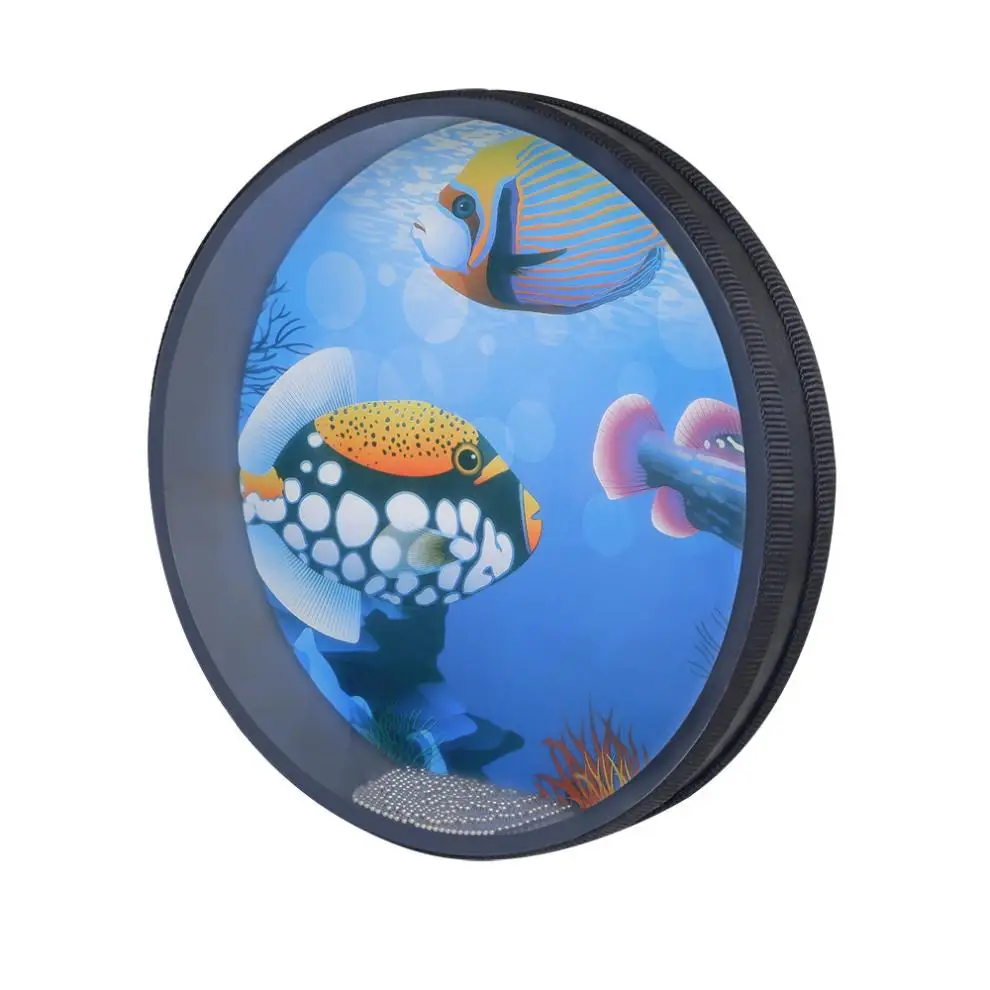 10 Inch Sea Drums Waves Sound Ocean Hand Drum Musical Educational with Lightweight PVC Drum Head for Children