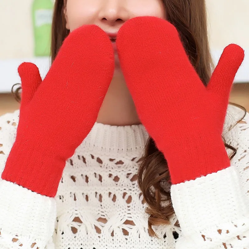 

Winter Women's Imitation Rabbit Fur Gloves Plus Velvet Mittens Knitted Gloves Solid Color Gloves Korean Comfortable Warm Glove