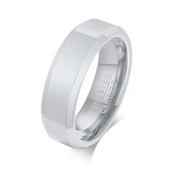 Vnox Black Tungsten Carbide Men's Wedding Engagement Ring, 6mm Wide Jewelry Band - 8 (Silver Color)