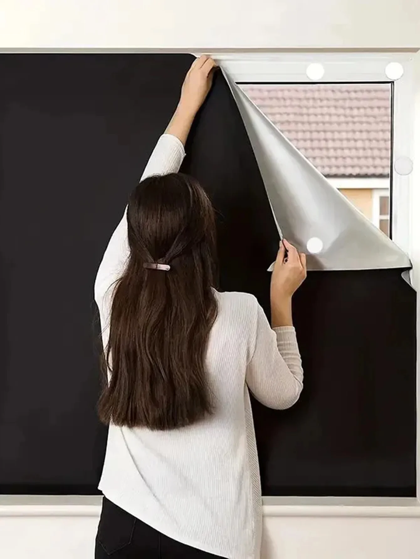 DIY 휴대용 여행 암막 커튼 블라인드 창 단열 커튼, 비 천공 접착 스티커 창, 가정용 섬유