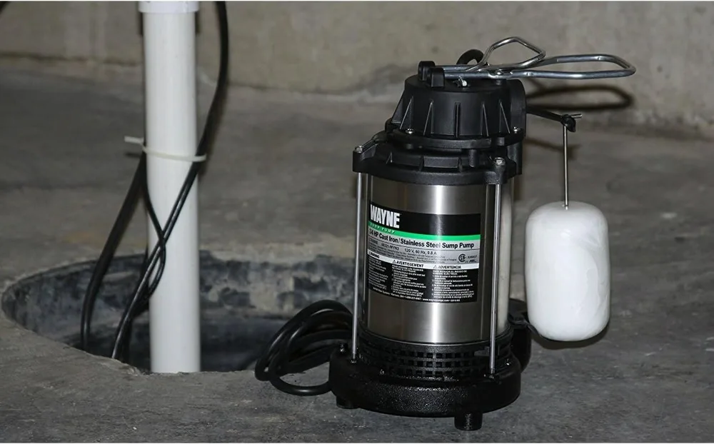 1 HP Submersible Sump Pump with Vertical Float Switch - 6100 GPH Heavy Duty Basement Water Pump
